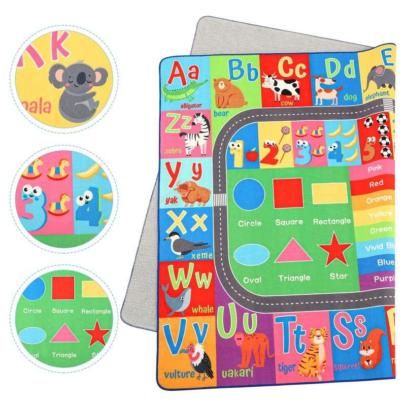 YJ.GWL Children's Playmat Carpet ABC Educational Learning Area Carpet Suitable for Children's Playroom Classroom, 3'x5', 4'x6', 5'x7', Multicolor Rug Letters Floor Activities Playtime