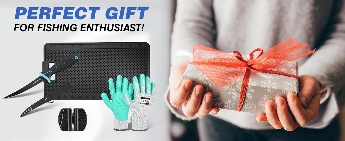#JumpstartSale FLISSA 4-Pack Fish Fillet Set with Fillet Knife, Foldable Fish Fillet Board with Clamp, Knife Sharpener and Cut Resistant Gloves, Fish Cleaning Kit for Easy Fish Cleaning, Filleting and Cutting