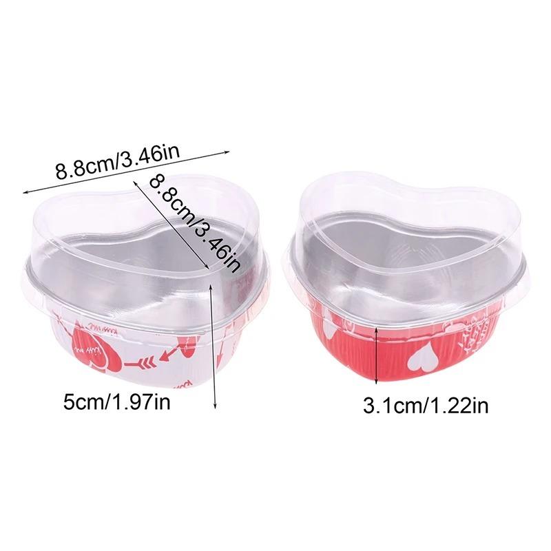 50 Pcs 3.4 oz Heart-Shaped Mini Cakes Desserts Molds with Lids and Featuring a Heart Pattern, Baking cups, Muffin Tins, Cake Cups Suitable for Parties, Weddings and Birthdays