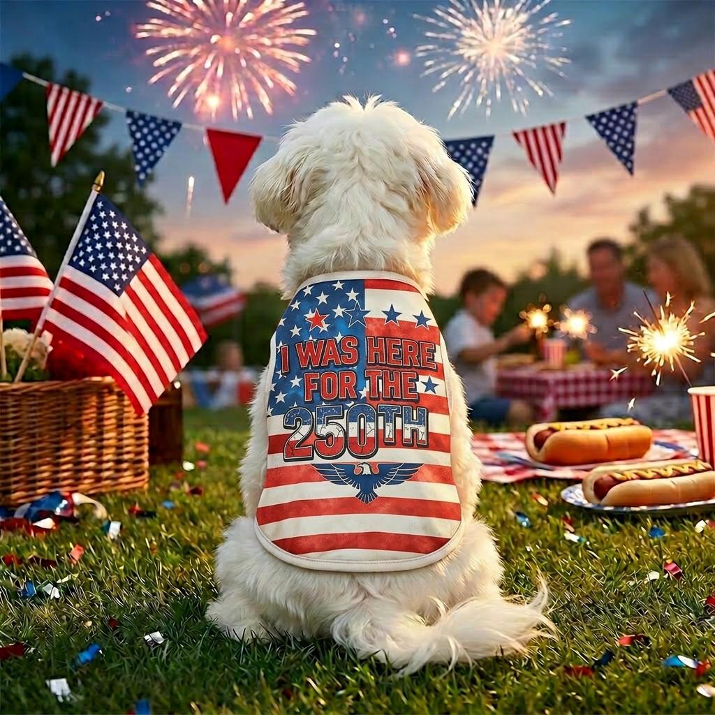 Pet Dog Vest Outdoor with U.S. 250th Anniversary Star-Spangled Banner Print, July 4th Dog Clothes Suitable For Small/Medium-Sized Dogs, Poodle & Cats, Independence Day Pet costume Dressing Apparel