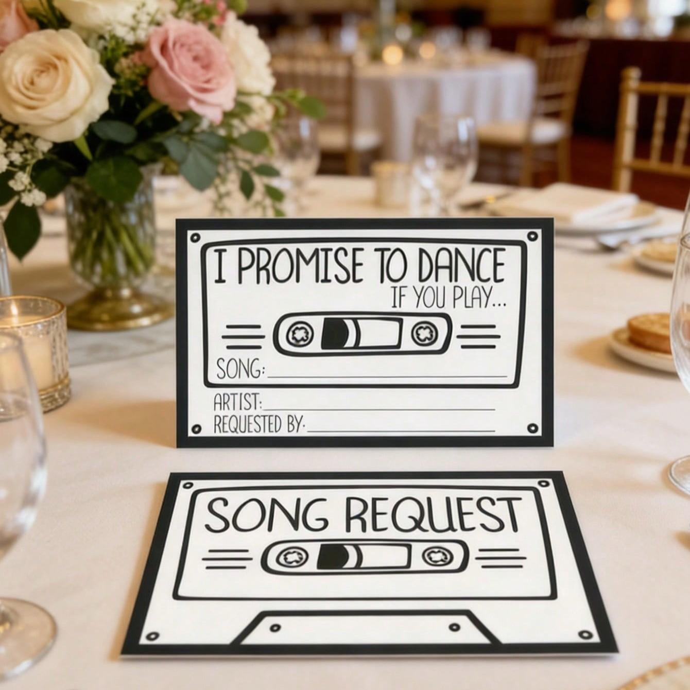 Retro Music Request Card, Wedding Anniversary Card, Bride Gift Party Song Request Card, Birthday Party Song Request Card, Wedding Photo Prop