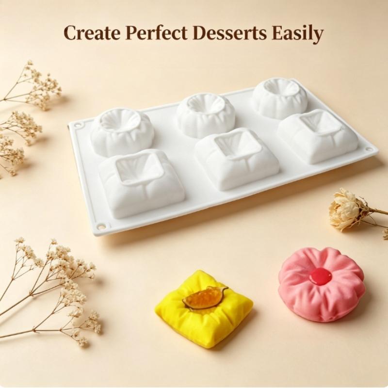 1pc  pillow-shaped silicone cake mold, 8-cavity double soft happiness design, 2 styles, non-stick, easy to release, suitable for good night gift chocolates, cakes, healing creative baking tool