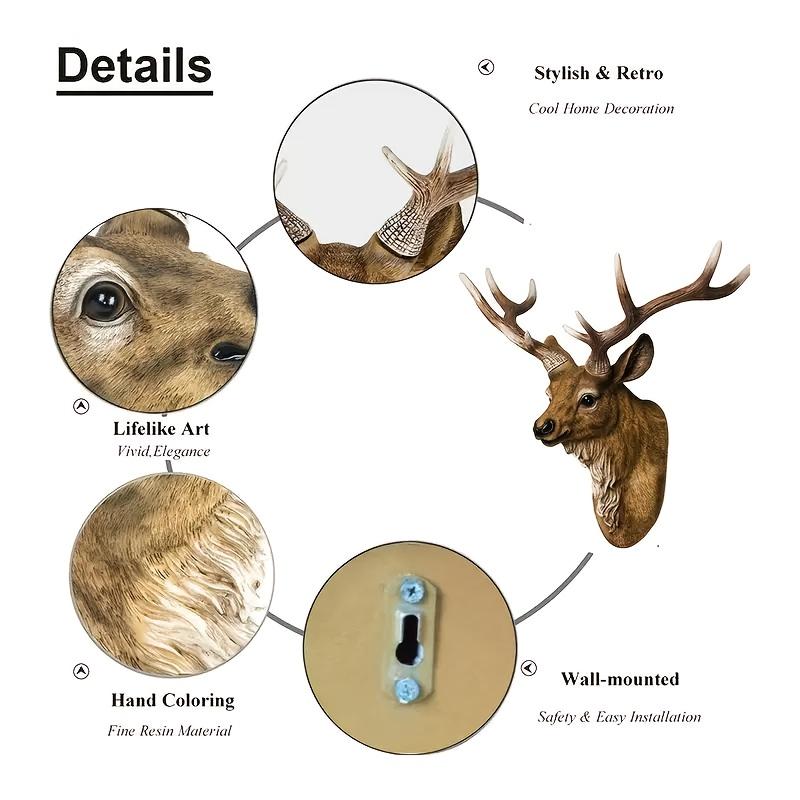 Deer Head Wall Hanging Decor, Luxurious Home Decoration for North Hall Space, Medium Size, Easy Installation, Fills Wall Gaps