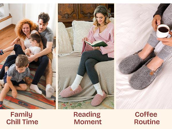 EverFoams Women’s Cozy Slippers – Soft Curly Memory Foam House Shoes, Lightweight Classic Slide with Polar Fleece Lining!