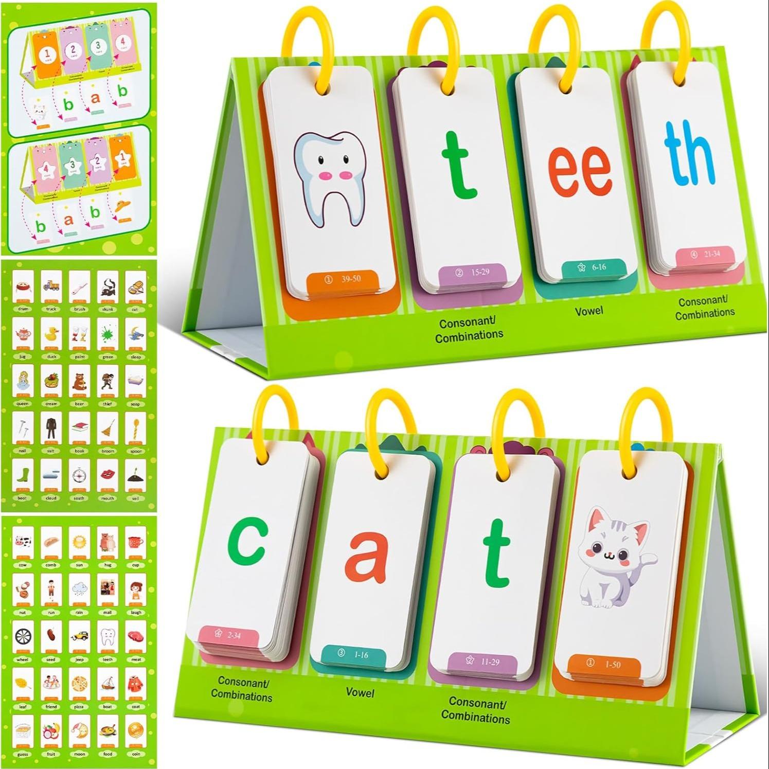 Cvc & Cvcc Words Games Phonics Flash Cards for Preschool Kindergarten, Alphabet Learning Pocket Chart, Educational Tool for Students Teachers, Flashcards Learning Alphabet