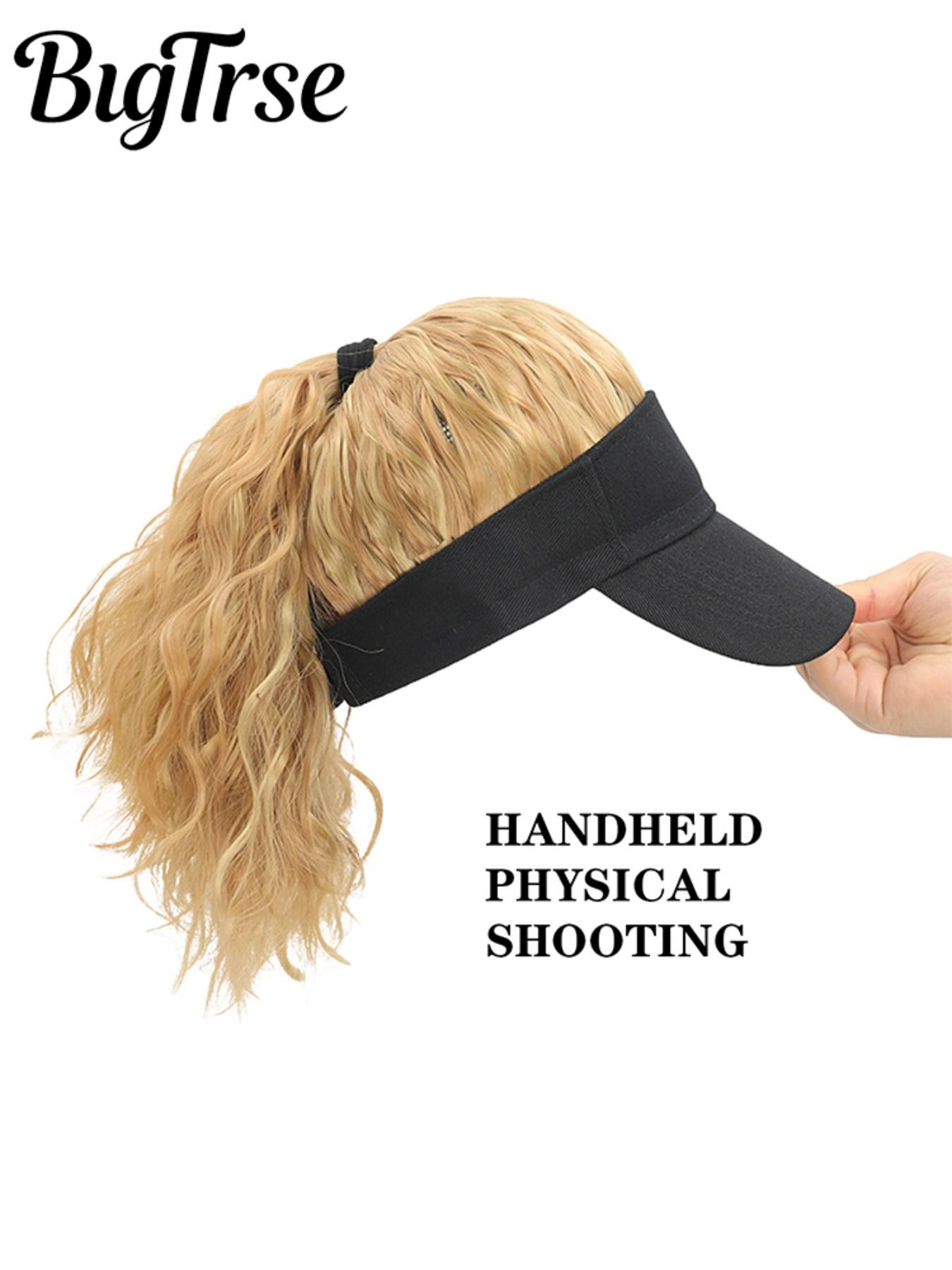 12-Inch High Ponytail Wavy Wig Hat, Summer Sun Protection Cap, Full Volume No Maintenance, Ideal for Outdoor Activities and Daily Wear