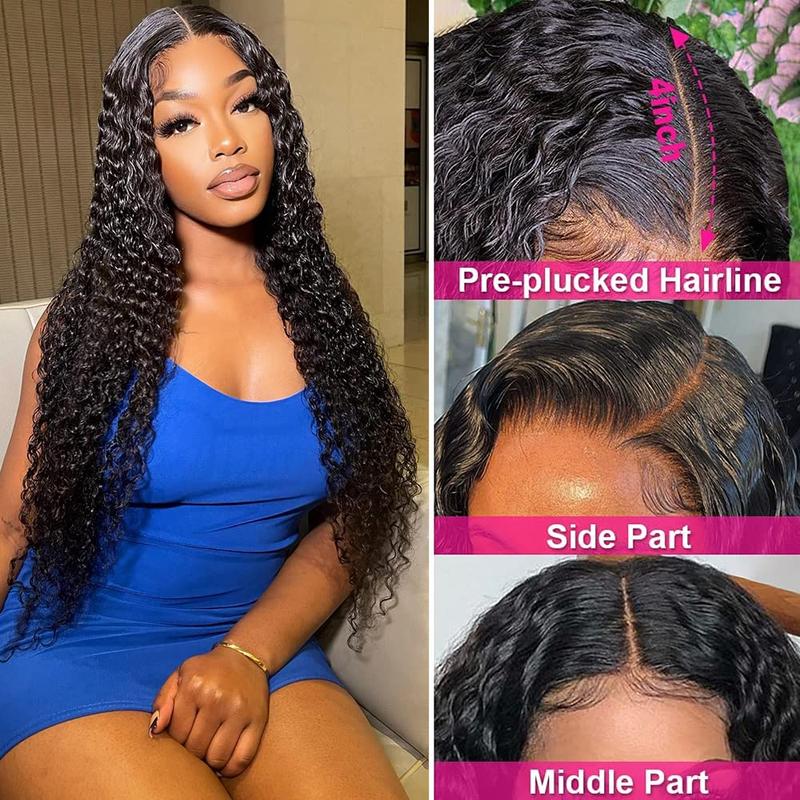 Bling Hair Human Hair Wig Deep Wave 13x4 Lace Frontal Wig Pre Plucked Bleached Knots Wigs 13x6 Deep Wave Frontal Wig 180% Density For Women