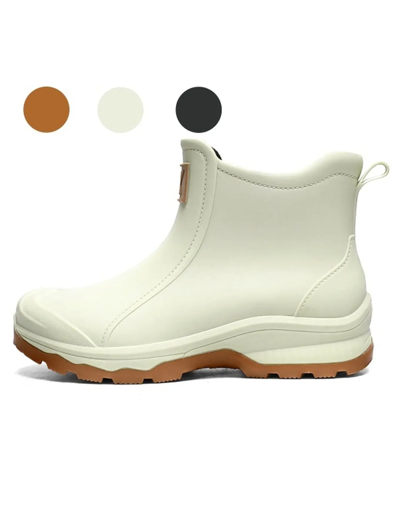 Mens Outdoor Slip On Short Rain Boots Seamless Waterproof Upper High Grip Wear Resistant Outsole For Multi Scenario Rainy Wear