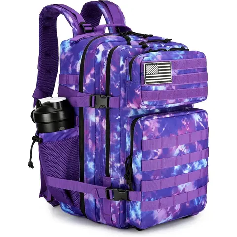 Men's 45L Military Tactical Oxford Nylon Travel Backpack - Double-Stitched Water-Resist Fabric Rucksack Bag, 11.8in x 19.6in x 11.8in, Large Molle System, 750ml Capacity, Gym Bag, Hunt Gear Accessories for Outdoor Sports Use