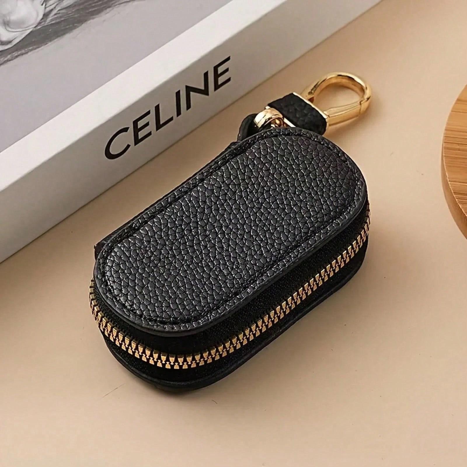 Women's Lychee Pattern Key Bag, Solid Color Design, Universal Fit, Large Capacity Storage, Ideal for Daily Use & Organizing Keys