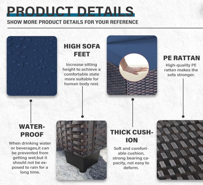 [3 packages delivery]  Kullavik Modern Outdoor Wicker Sofa Set PE Rattan Sectional 7 Pieces Patio Furniture - Brown All-Weather Conversation Set for Porch, Pool Deck, Garden Lounge