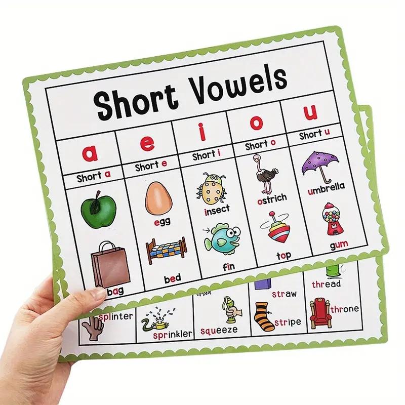 10 Pcs Natural Reading Phonics Learning Posters, Early Education Word Cards, Classroom Wall Art, Educational Materials for Kids, Classroom Supplies Charts