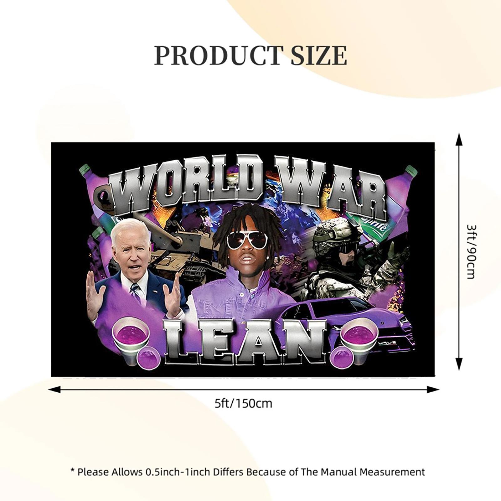 World War Lean 3x5Ft Flag Funny Rapper Tapestry Outdoor College Dorm Bedroom Man Cave Wall Decor Gift Banner with 4 Brass Grommets