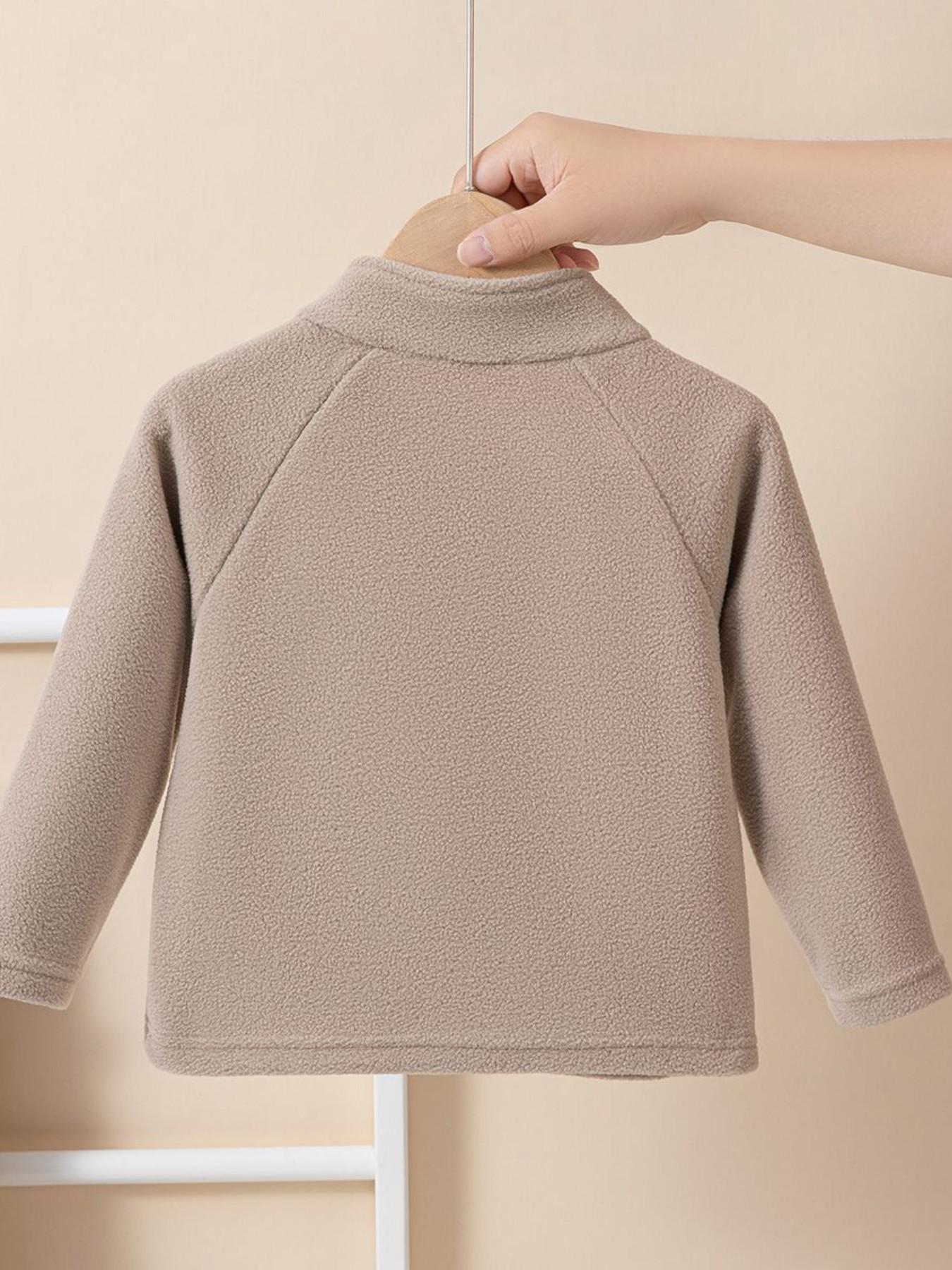 Unisex Kids Sweatshirt, Warm Casual Top, Polyester Fabric, Solid Color Design, Spring & Fall Wear, Suitable for Ages 1-8 Years