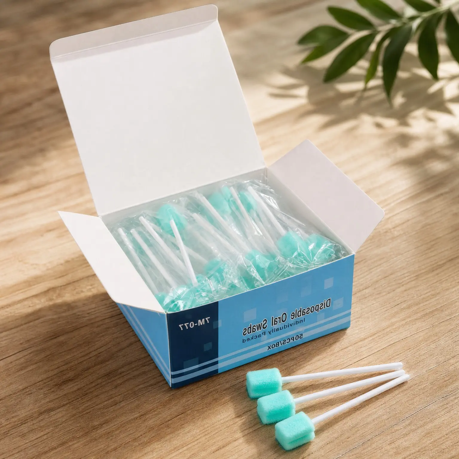 50 Pack Disposable Oral Swabs, Unflavored Sterile Mouth Sponge Swabs for Dental Cleaning and Oral CareGift