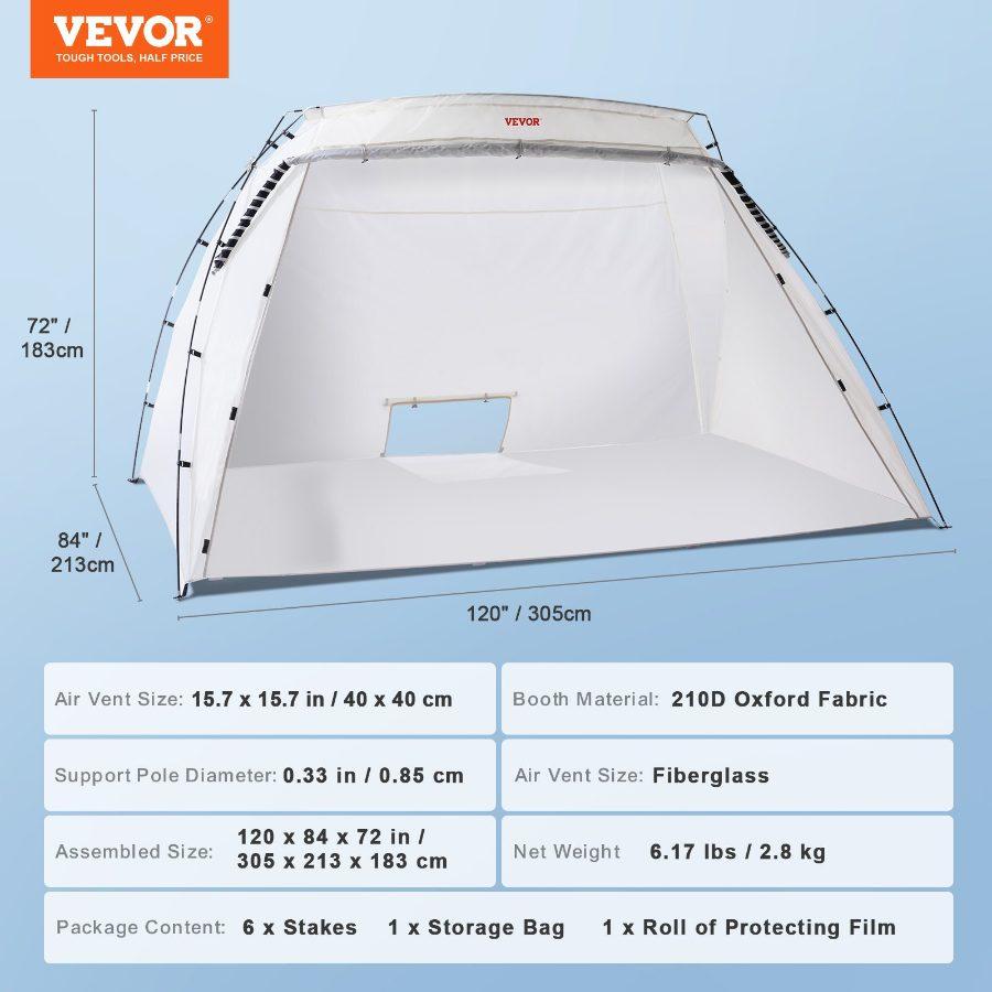 VEVOR Portable Paint Booth, Larger Spray Paint Tent with Built-in Floor Mesh Screen, Painting Tent Station for Furniture DIY Hobby Tool, 10x7x6ft Spray Paint Shelter