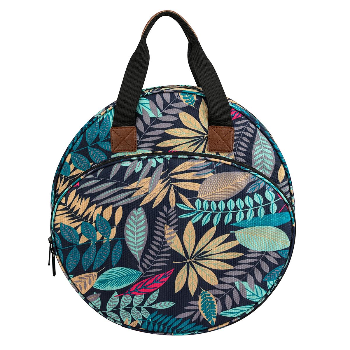 Embroidery Thread Bag with Maple Leaves Round Embroidered Circle Bag Blue Color Knitting Tote Bag Sewing Accessories