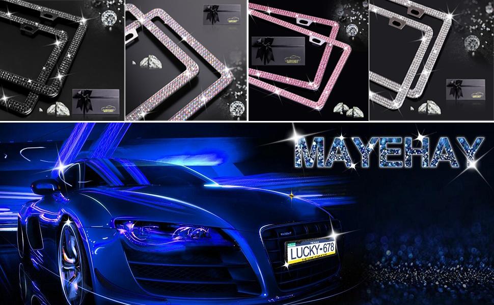 Pink License Plate Frame 2 Packs Bling License Plate Frame for Women Sparkly Diamond License Plate Frames Glitter Bedazzled Rhinestone License Plate Frame with Pink Tire Valve Caps with Giftbox Pink License Plate Frame 2 Packs Bling License Plate Frame for Women Sparkly Diamond License Plate Frames Glitter Bedazzled Rhinestone License Plate Frame with Pink Tire Valve Caps with Giftbox