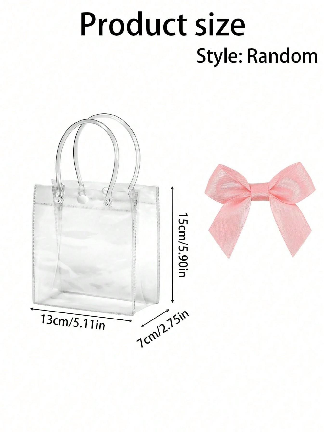 5pcs/10pcs Reusable Transparent PVC Gift Bags with Ribbon Bow, Cute Packaging, Ideal for Weddings, Birthdays, Graduations, Casual Style