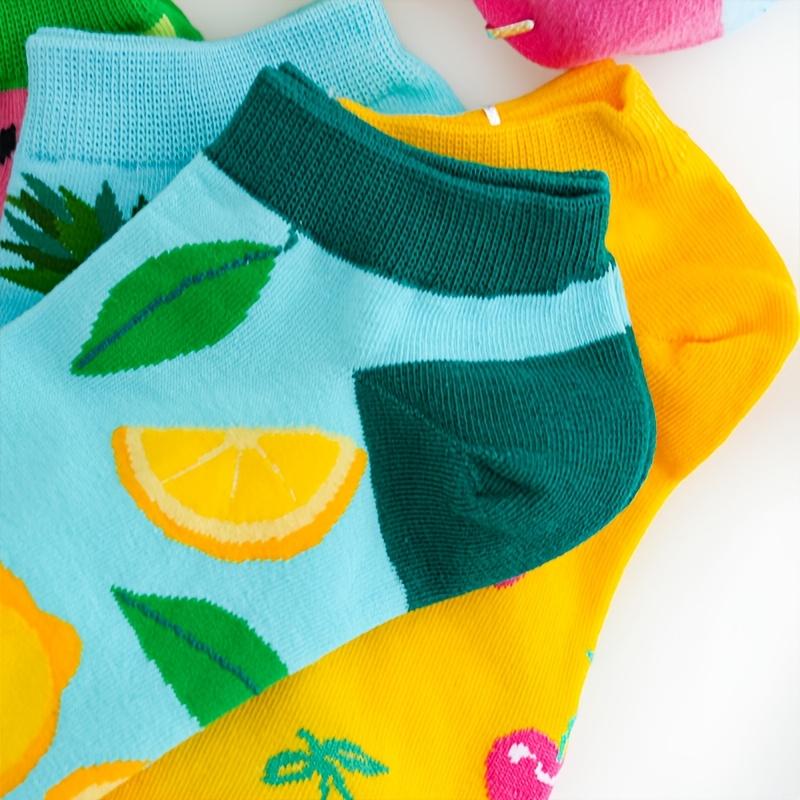 6/12 Pairs Random Men'S Ankle Socks Featuring Fruit And Vegetable Patterns - Made from Colorful Knitted, Machine Washable, Low-Cut Design Suitable for Casual Wear, Adorable Socks Perfect for Outdoor Activities. Soft, Comfortable
