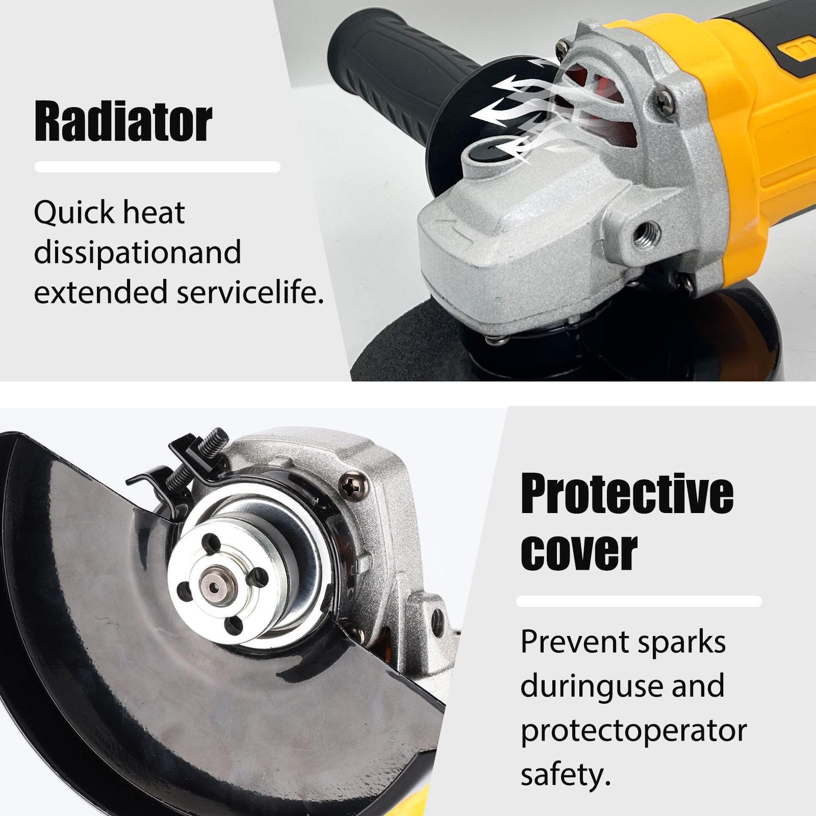 Cordless Angle Grinder for DEWALT 20V MAX Battery, With 11000 RPM Brushless Motor and 3 Variable Speeds, Angle Grinder for Cutting, Griding, Polishing.(Without Battery)