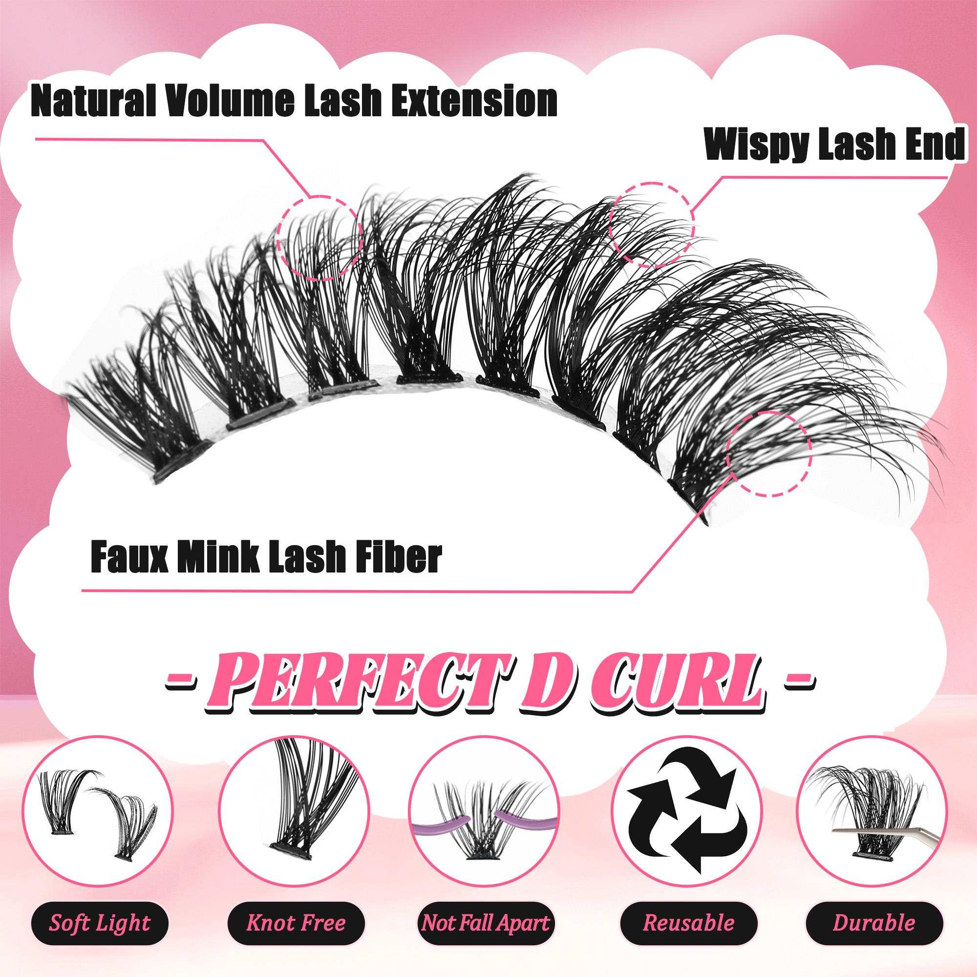 Lash Clusters Book 30D/40D/50D/60D/80D/100DExtensions Kit lash clusters kit Eyelash Extension Kit Eye Lashes, fairy lash clusters Extension Kit Lashes Clusters KitWispy Manga Lashes, Individual Lashes Eyelash Extension Lashes Halloween Makeup