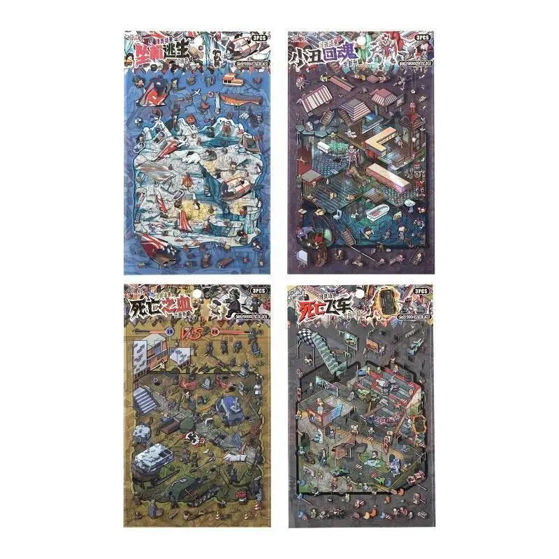 DIY Decor Horror Theme 3D Stickers Creepy Micro Landscape Decals for Diorama Journal Scary Scene Buildup Stickers Kids Gift