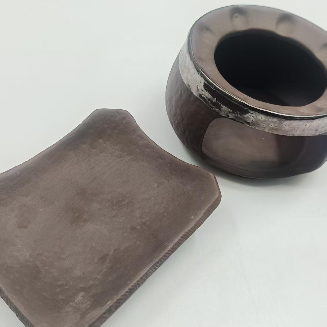 Rustic Solid Stone Texture Incense Burner, Dark Handmade Coarse Ceramic Diffuser, Home Bedroom Essential Oil Warmer, Calming Healing Atmosphere