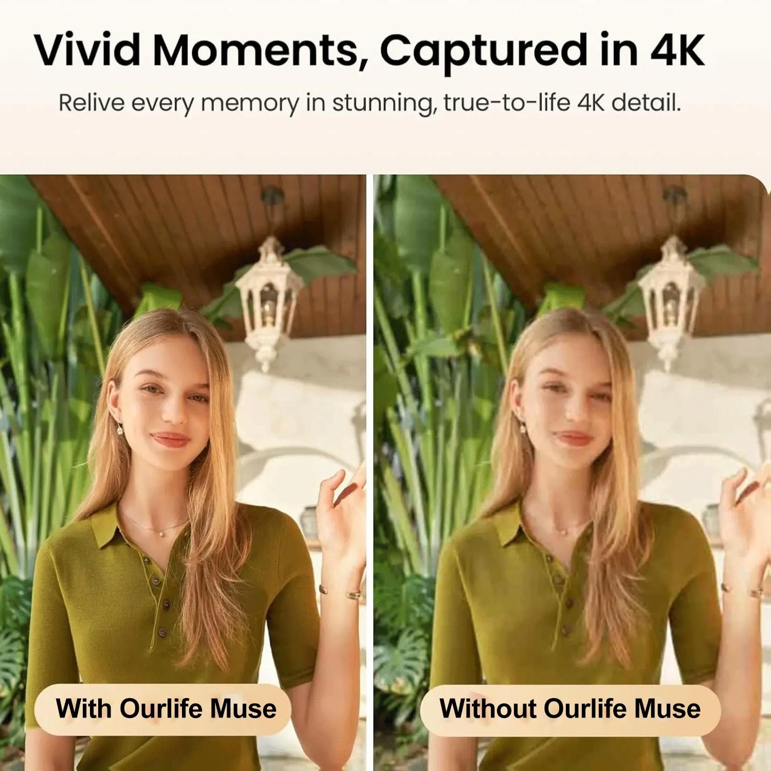 Ourlife At-M105 Camera with 32GB Memory Card, 1 Inch Cmos 4K Video, Three-Axis Gimbal Stabilizer, Fast Focus, Face Recognition, Portable Camcorder