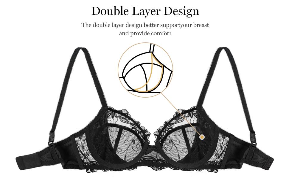 Wingslove Women's Plus Size Unlined Floral Lace Bras No Padding Underwire Bralettes with Comfortable Stretch Band and Moderate Support for Large Breasts - Minimalist