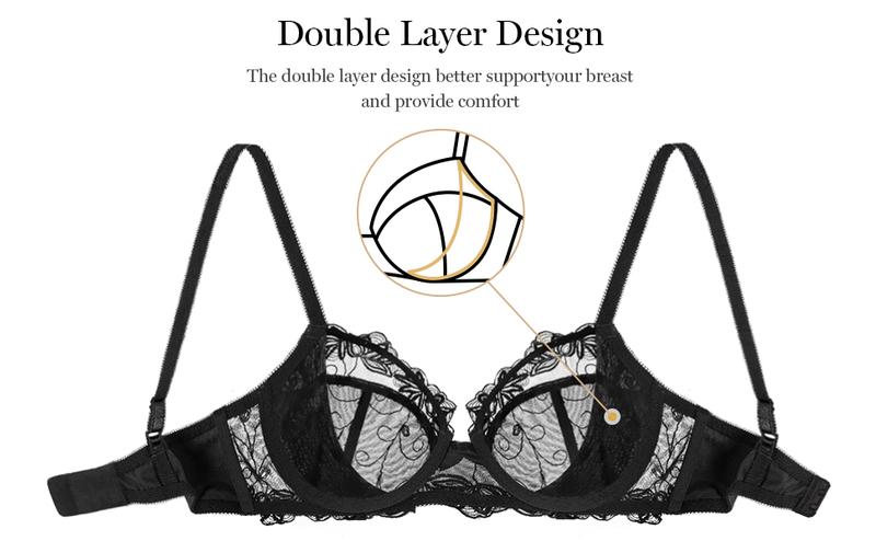 Wingslove Women's Plus Size Unlined Floral Lace Bras No Padding Underwire Bralettes with Comfortable Stretch Band and Moderate Support for Large Breasts - Minimalist