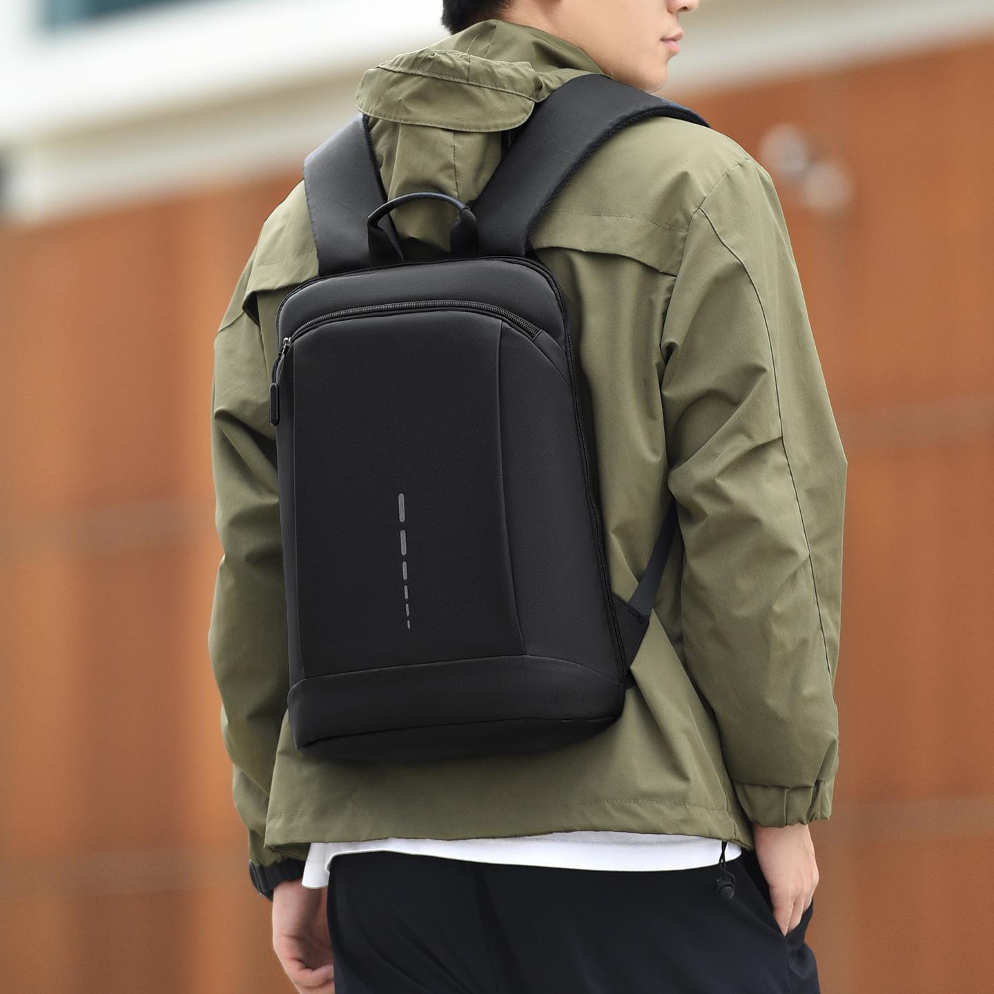 Unisex Waterproof Woven Fabric Minimalist Business Durable Backpack - Slim Fit, Multi-Pockets, Padded Straps, Adjustable, Multi Functional Portable Lightweight Cycling Daypack for Adult Commute, Office Use