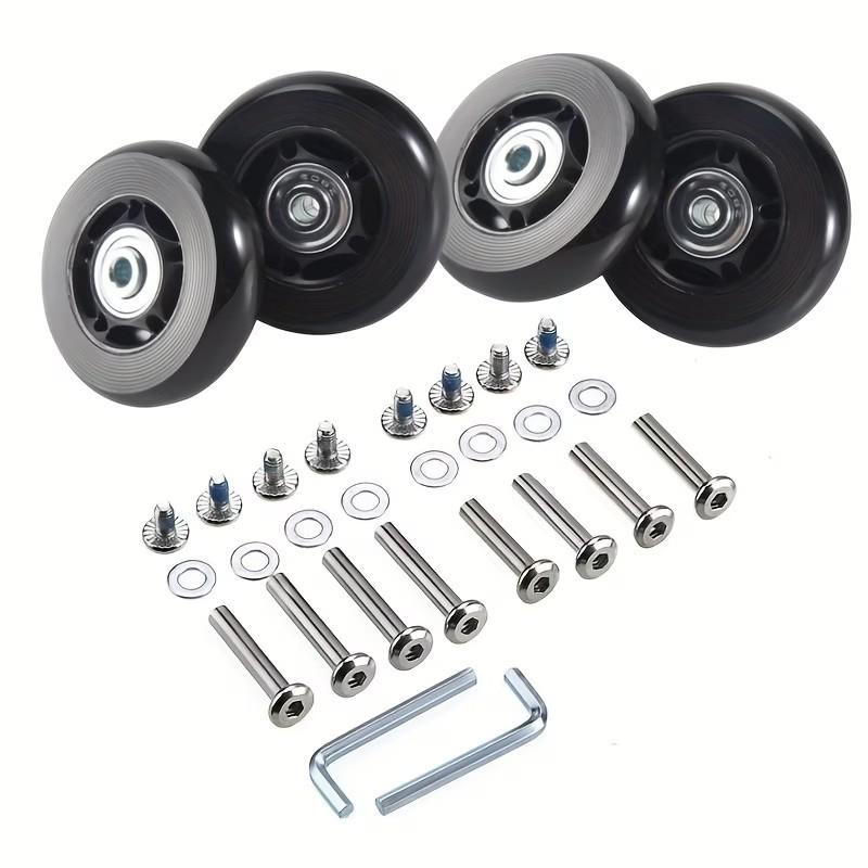 4Pcs Luggage Replacement Wheels, Double Travel Luggage Caster Wheels, Rubber Swivel Wheels with Bearing Repair Kit