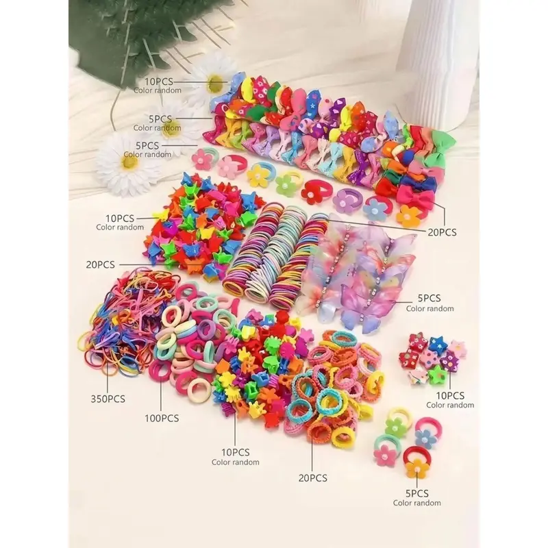 Girls Hair Accessory Set with 870/852/555pcs Bows, Flowers & Clips ...