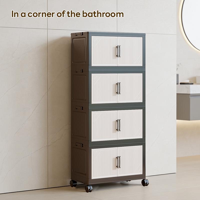 36cm*25cm/46cm*28cm 2-6 Layer Storage Cabinet, Plastic Home Organizer, Durable Living Room Shelf, Mobile with Wheels, Easy Assembly