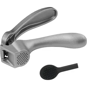 Garlic Mincer Easy-squeeze Ergonomic Handle, Rust Proof, No Need To Peel, Ginger Press & Garlic Crusher with Handy Cleaning Brush- Dishwasher Safe