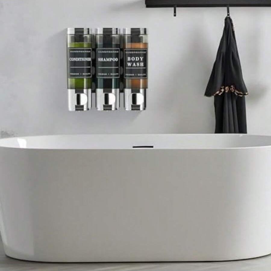 Shower Soap Dispenser Wall-Mounted No-Drill Shampoo Conditioner Dispenser for Shower Walls, Hair Care Liquid Dispenser for Bathroom Hotel Use