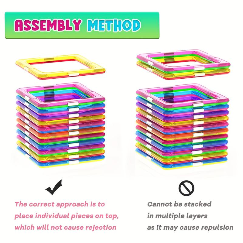 Large Magnetic Building Blocks Set, Creative DIY Construction Toy, Enhance Hand-Eye Coordination, Colorful, Perfect for Kids' Holidays Birthdays, Magnetic Building Tiles