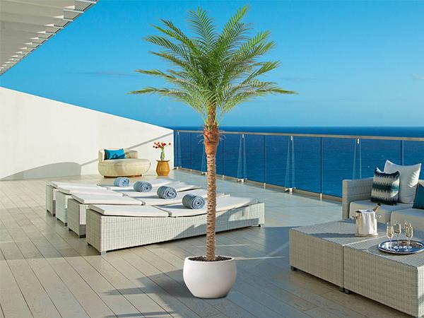 7/8/9 Ft Realistic Artificial Palm Tree - Tropical Fake Plant for Patio Home Garden Decoration  Tall Green Leaves No Need to Prune or Water  Father's Day Gift  Autumn Decoration Decorative Ornaments Fruit