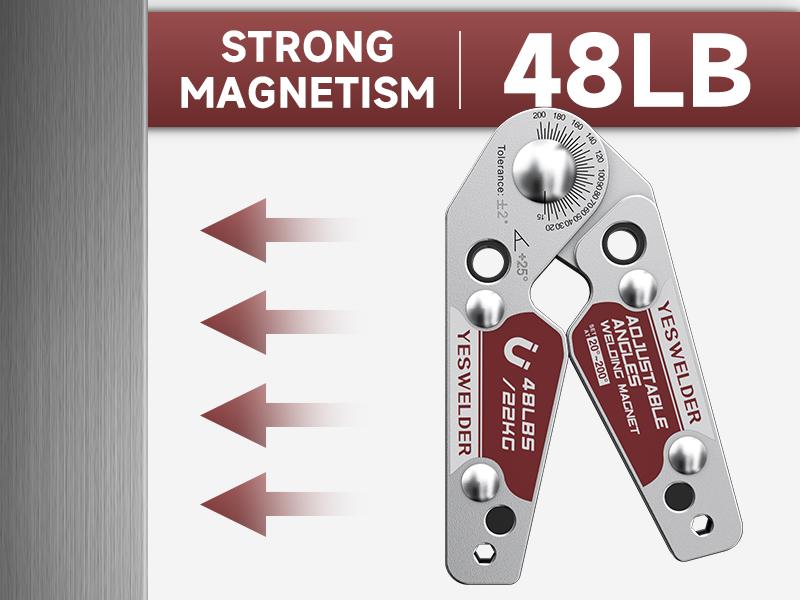 YESWELDER Adjustable Welding Magnet with Angle Scale 20-200° | 48LBs/77LBs Holding Power Magnetic Welding Positioner for Soldering, Metal Fabrication & Pipe Installation