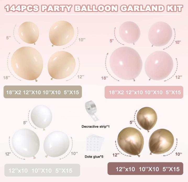Boho Nude Beige Balloon Arch Kit - Neutral Bohemian DIY Easy Setup Garland Set for Wedding, Bridal Shower Photo Backdrop, Elegant Party Supplies