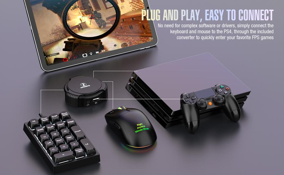 ZJFKSDYX Keyboard & Mouse for PS4 – Professional Adapter，21-Key