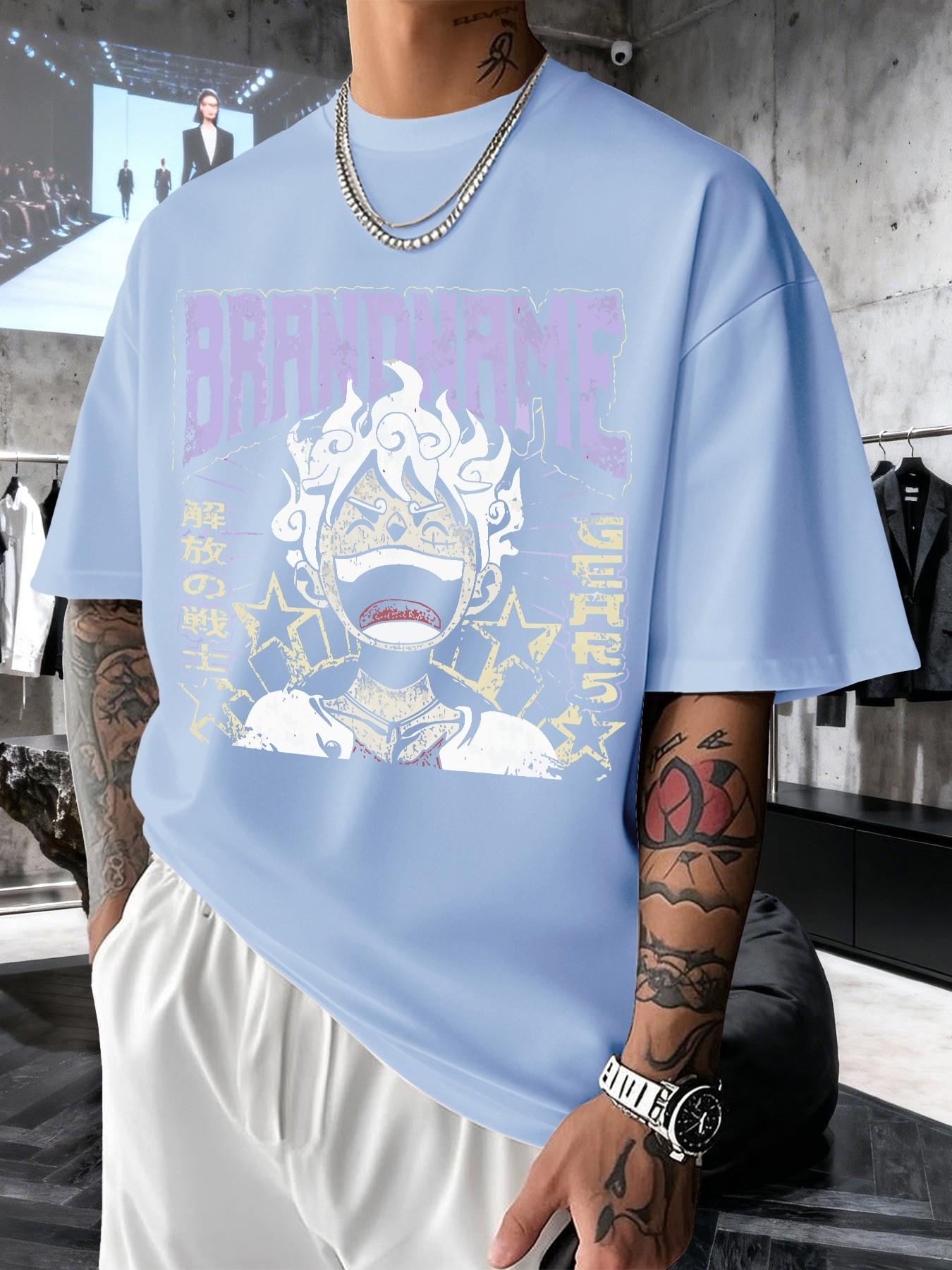 Men's Retro Anime Print T-Shirt, Casual Short Sleeve Top, Comfortable Round Neck, Slim Fit, Spring Summer Fashion, Streetwear Style