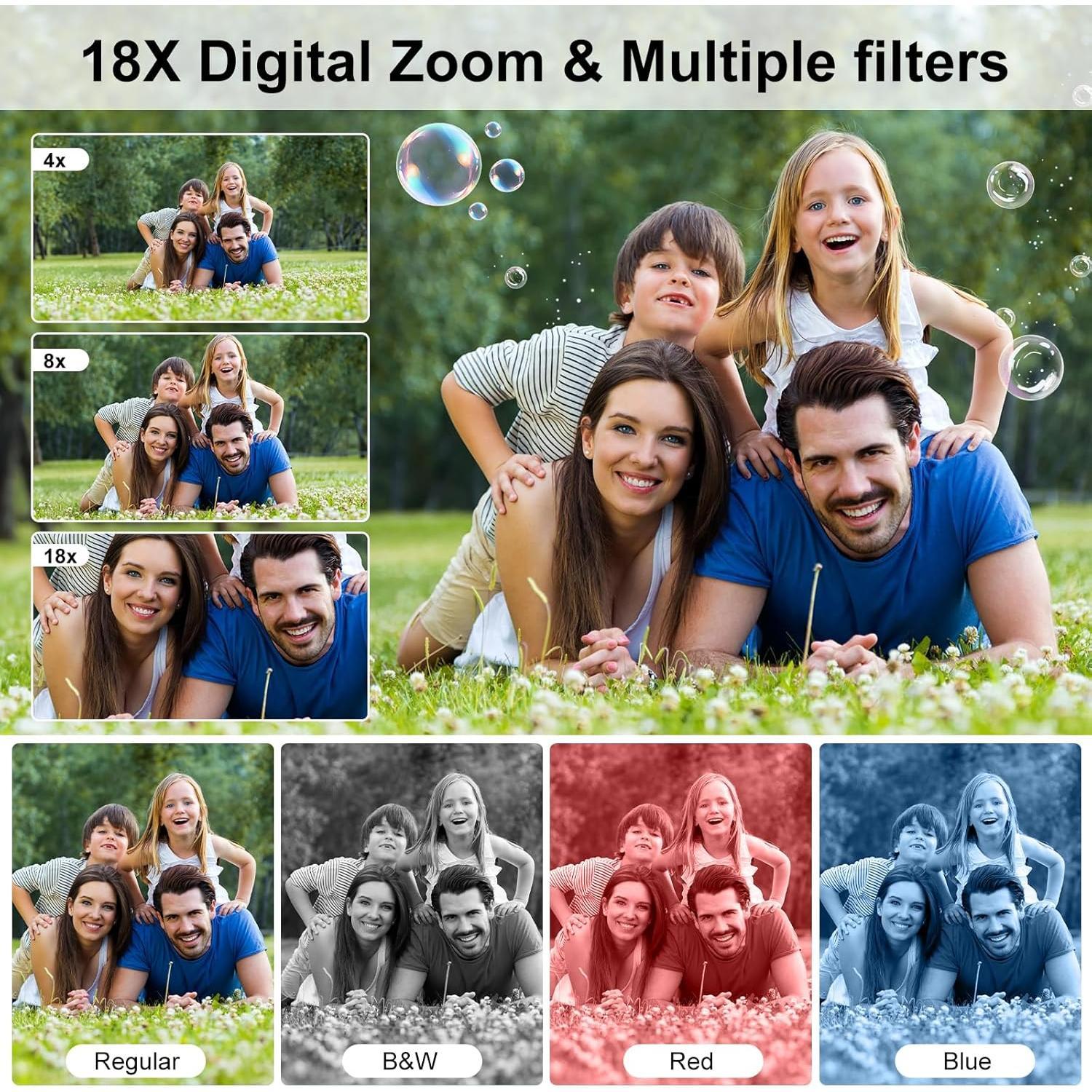 Digital Camera, 4K 64MP Screens Camera, 18X Zoom, Point and Shoot Digital Camera with 64GB TF Card & 2 , Portable Rechargeable Small Camera for Teens Adult (Black) Digital Camera, 4K 64MP Screens Camera, 18X Zoom, Point and Shoot Digital Camera with 64GB TF Card & 2 , Portable Rechargeable Small Camera for Teens Adult (Black)
