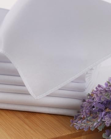 Men's Handkerchiefs 100% Soft Cotton White Hankie Hankerchieves