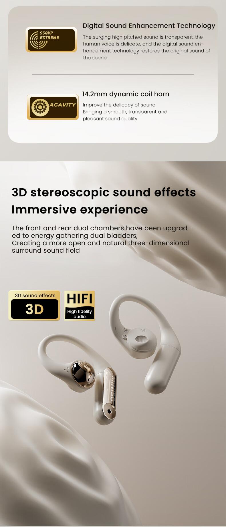 MINISO X81 Open Wireless Bluetooth Headset OWS Ear-hook Sports Earphone Noise Reduction Waterproof HIFI Sound Quality Bag Style Headphones With microphone