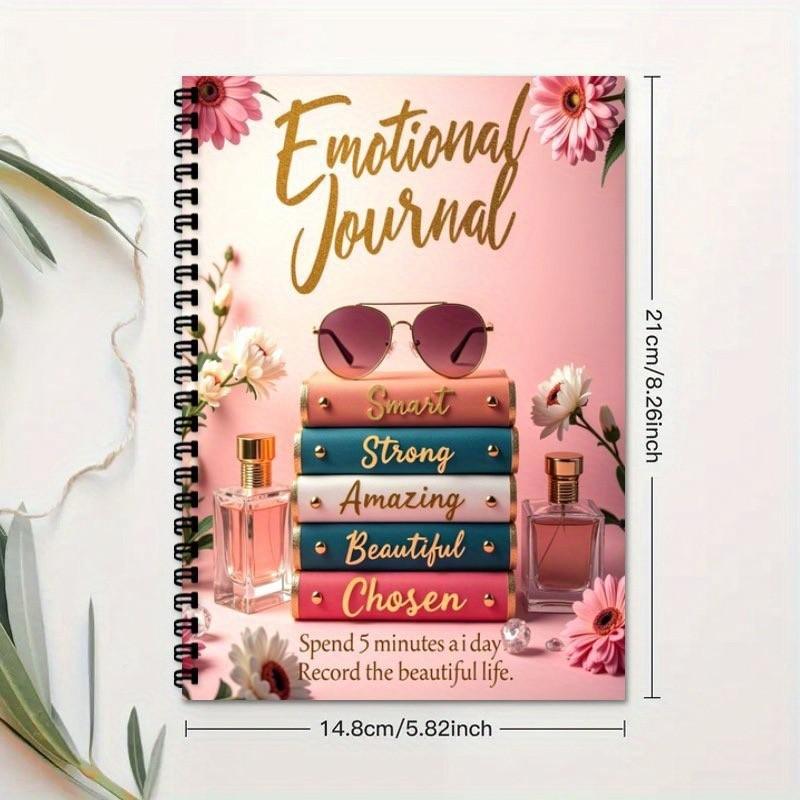 Emotional Diary Notebook, Gratitude Optimistic Happiness Daily Record, Self-Care Spiral Bound Journal, Perfect for Mood Tracking