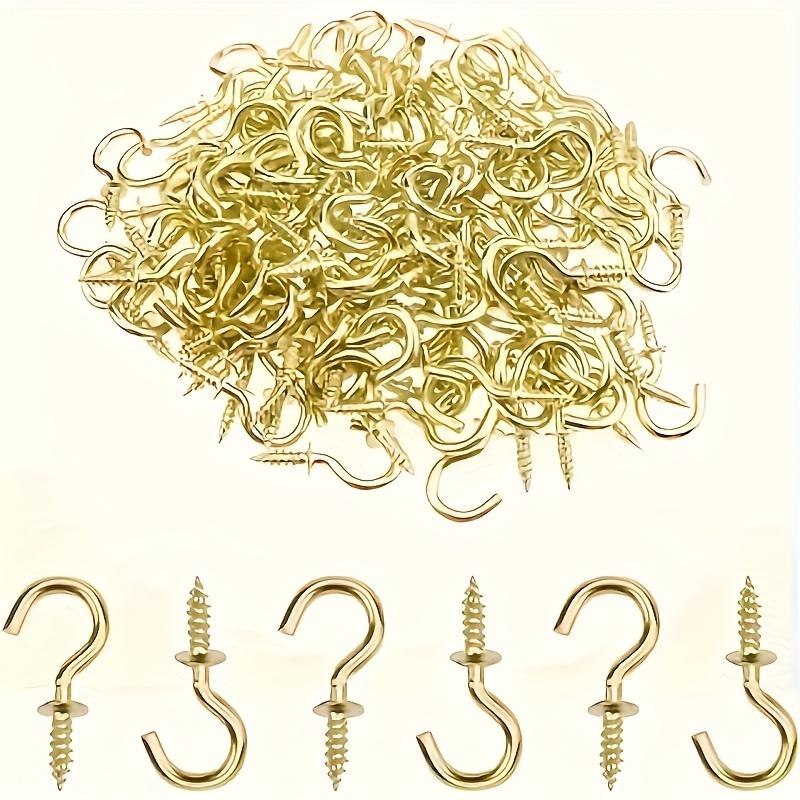 40 Golden Screw hooks, metal polished hooks, used to hang plants, mugs, art decorations, lanterns, bird food, Christmas lights, necklaces, bracelets