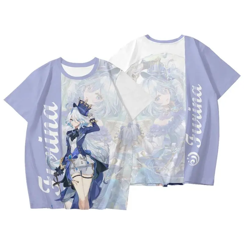 2026 New Furina Genshin Impact 3D Men's T-shirt Fashion Cool Daily t shirt Personality Short Sleeve Tee Y2k Tops Summer Clothing