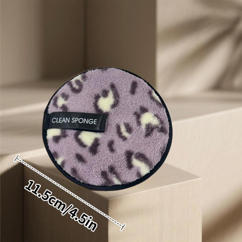 4pcs Makeup Remover Face Puffs, Leopard print Cleansing Makeup Remover pad, Reusable Washable Facial Cleansing Pads Wet And Dry Dual Use